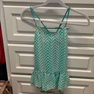 Mint and white peplum tank with cutest back detail